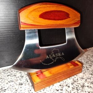 Alaska Ulu Knife with Wooden Handle